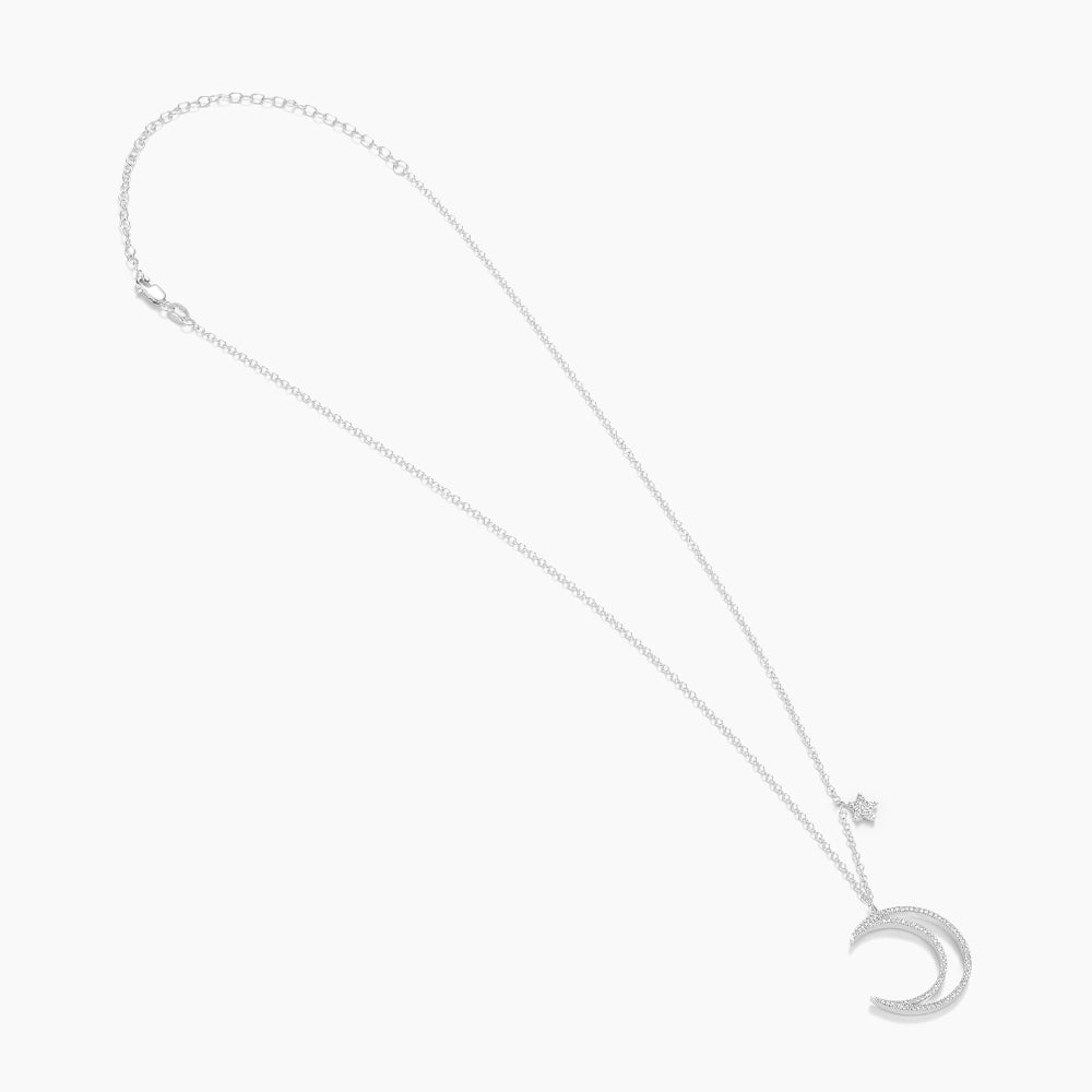 ES Crescent Moon & Star Pendant Necklace