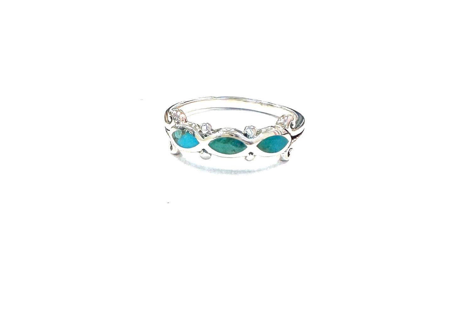 Sterling Ring-Turq Triple Lay Oval