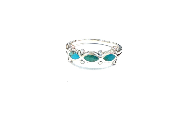 Sterling Ring-Turq Triple Lay Oval