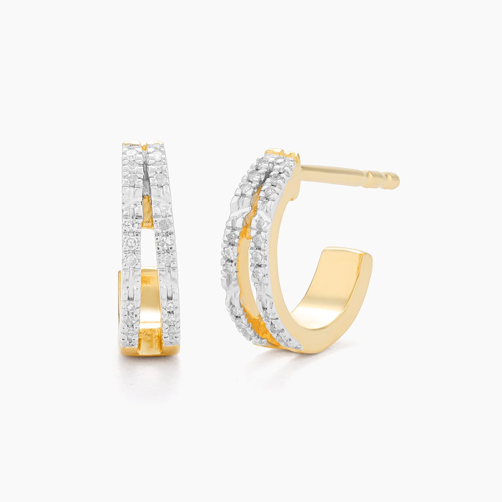 ES Double Bar Huggie Earrings