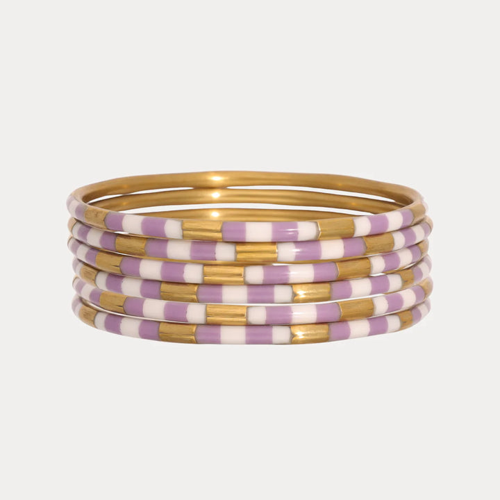 Budha Veda Bangles in Lilac/White