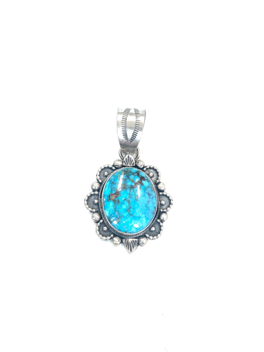 CP Kingman Turquoise Sterling Scalloped Pendant