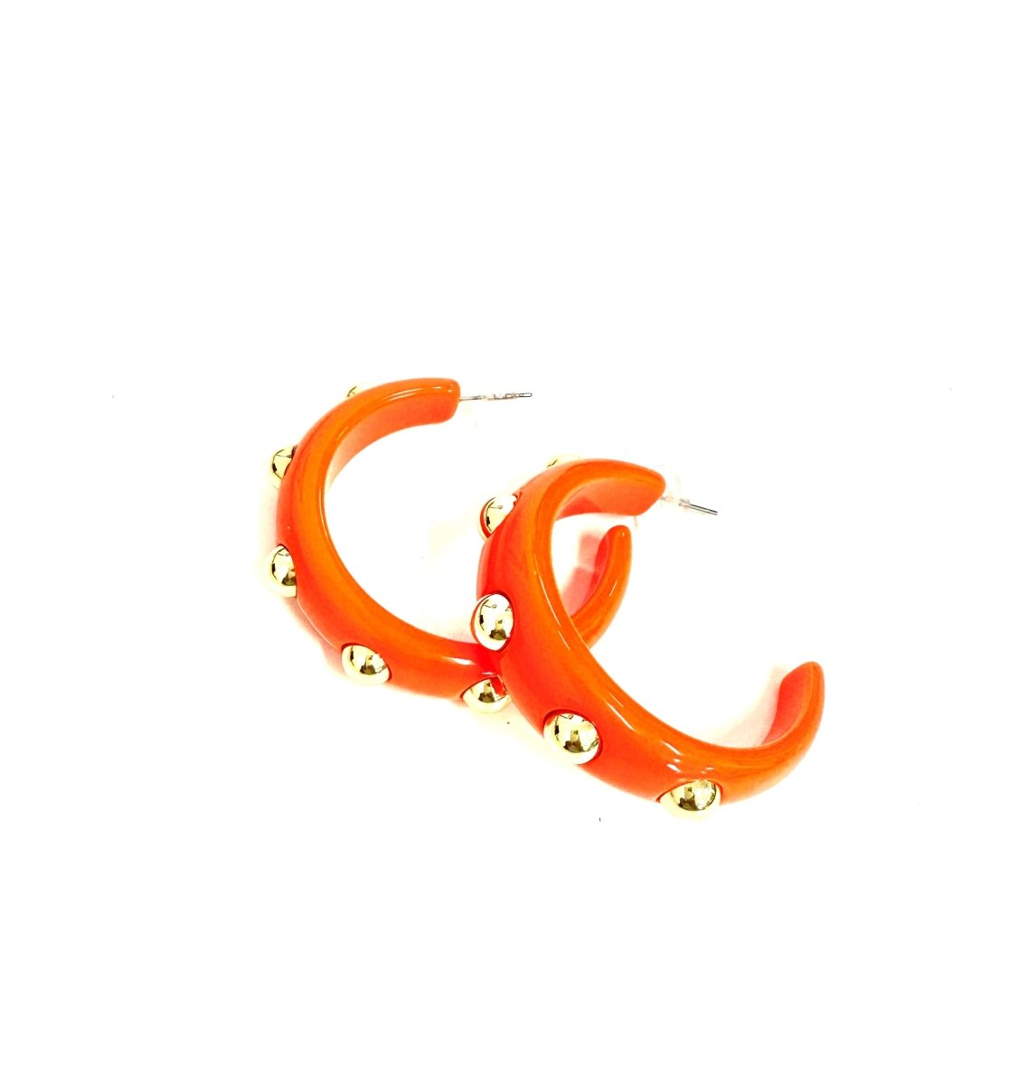 The Studded Acrylic Hoops in Orange