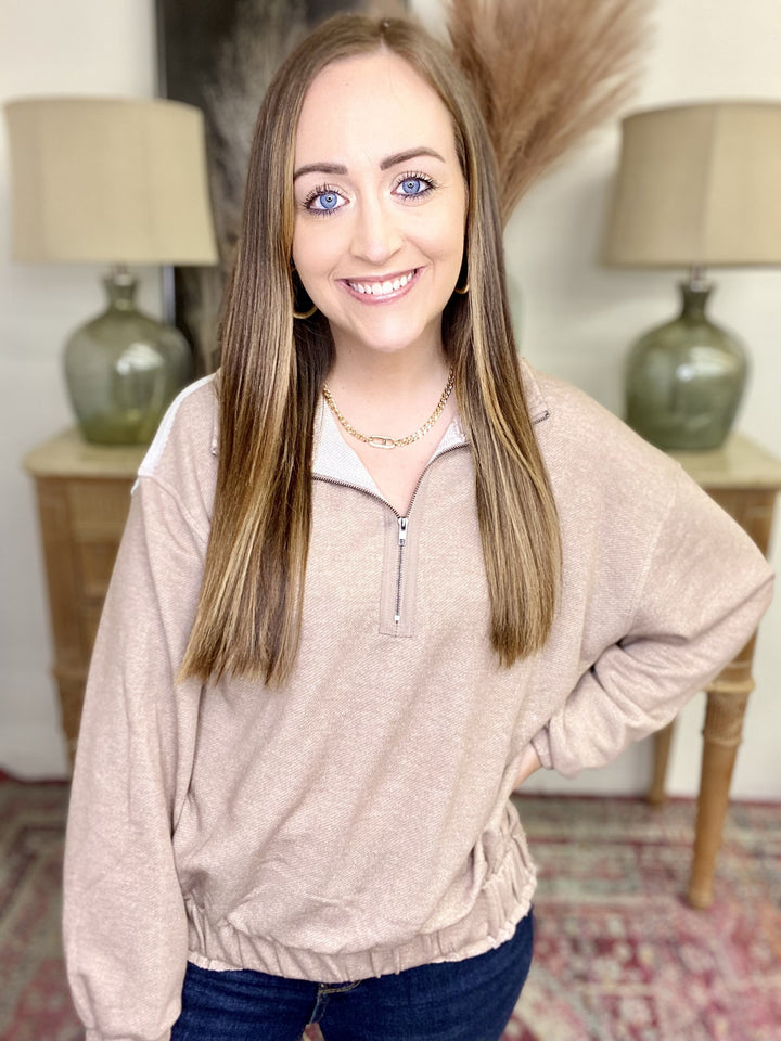 The Dilly Pullover in Taupe