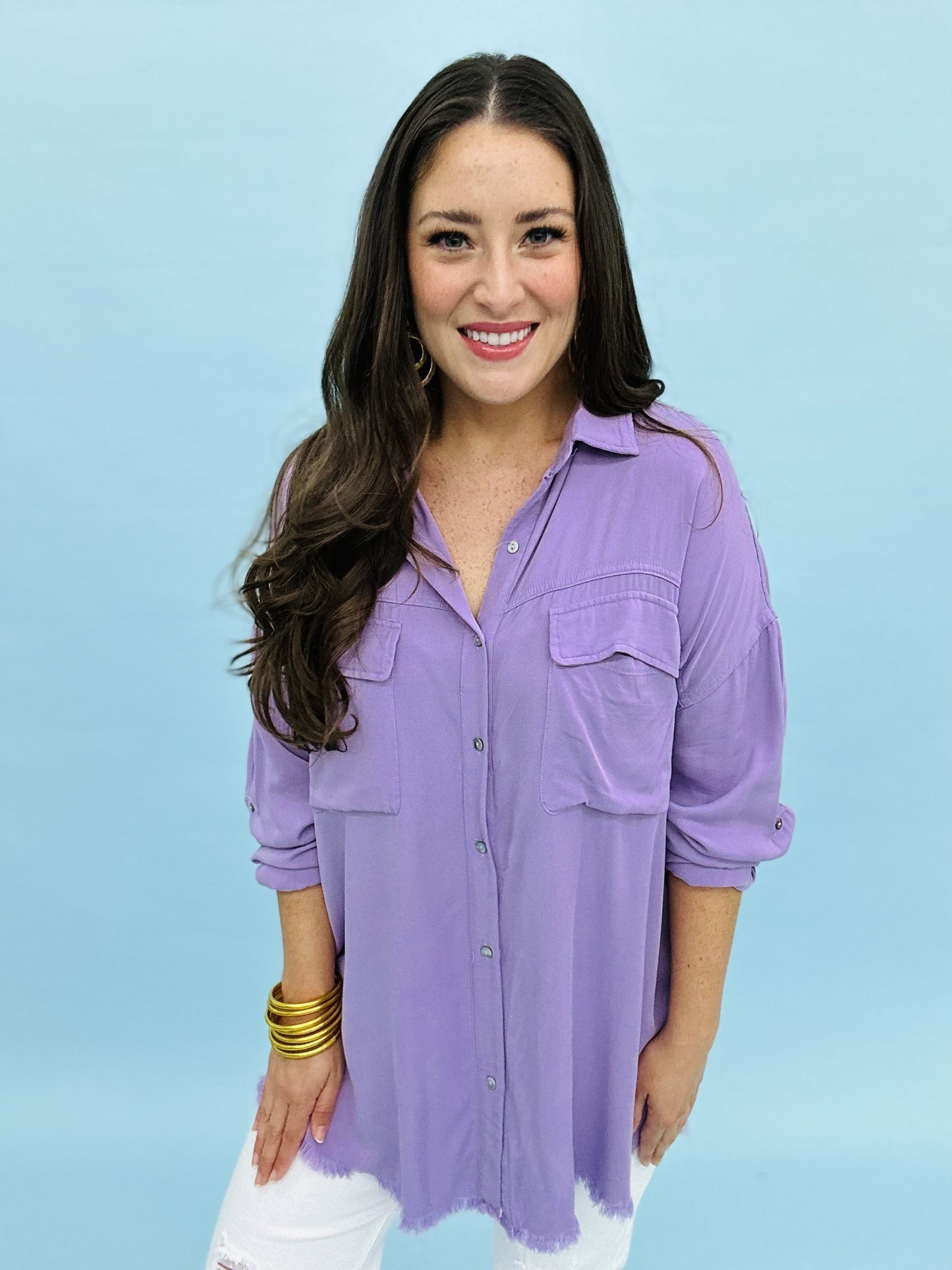 The Fringe Button Top - 2 Colors/AS