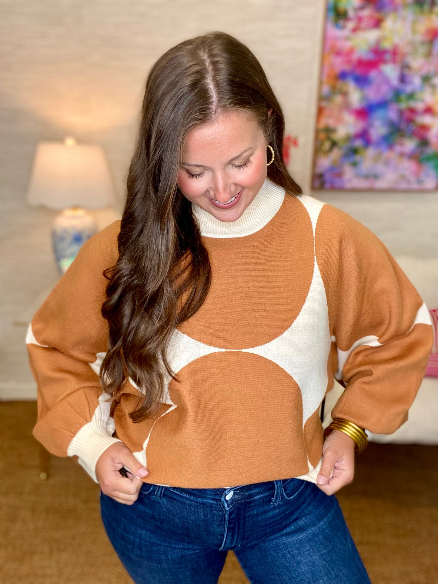 The Viscose Dot Sweater in Toffee