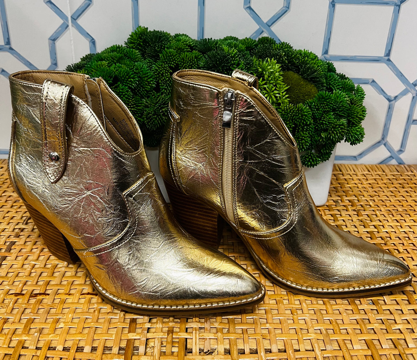Bar Hoppin Boots in Gold Wrinkle