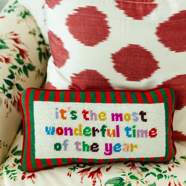 The Most Wonderful Time Needlepoint Pillow