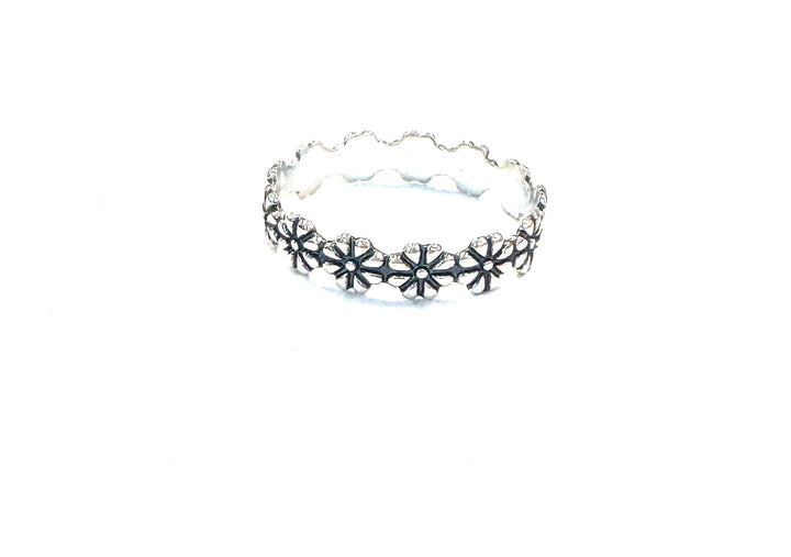 Sterling Ring-Full Flower Band