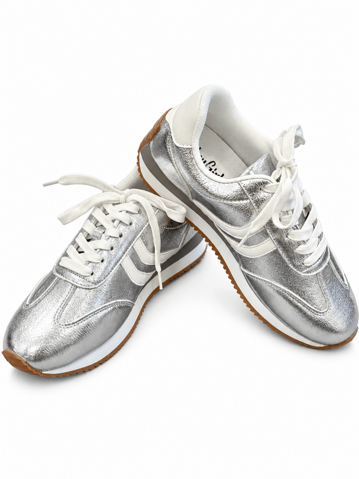 Kickoff Sneakers in Silver Crinkle Metallic