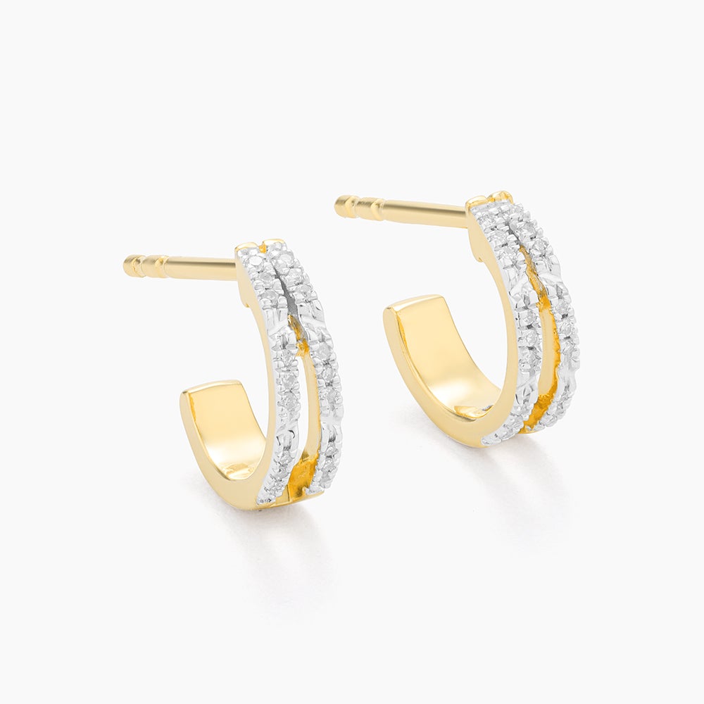 ES Double Bar Huggie Earrings