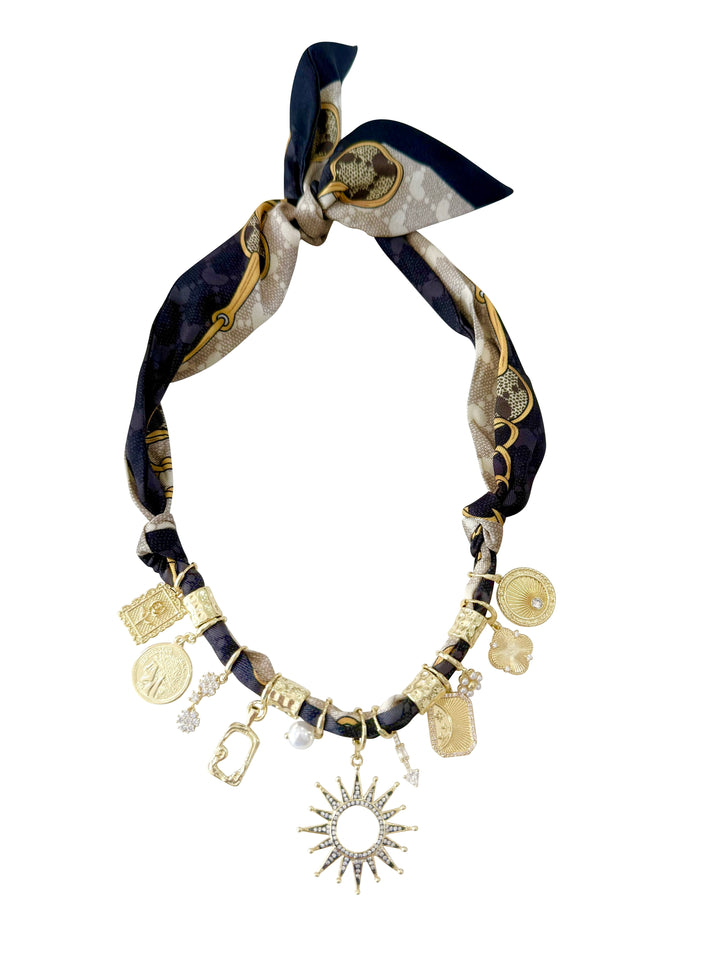 The Misty Multi Charm Scarf Necklace