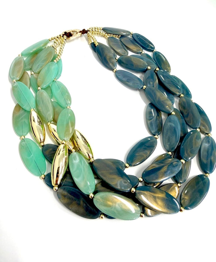 The Flat Green Stacked Necklace