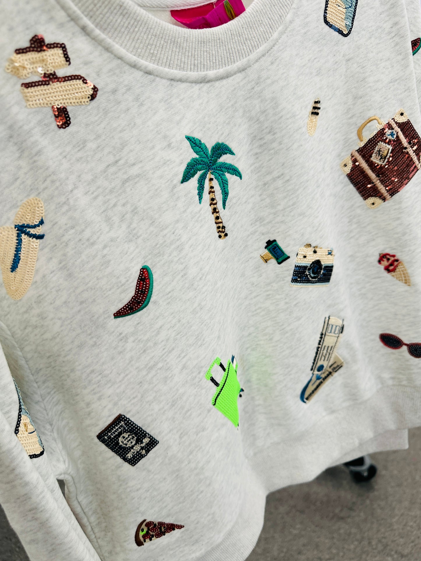 QOS Grey Multi Travel Icon Sweatshirt