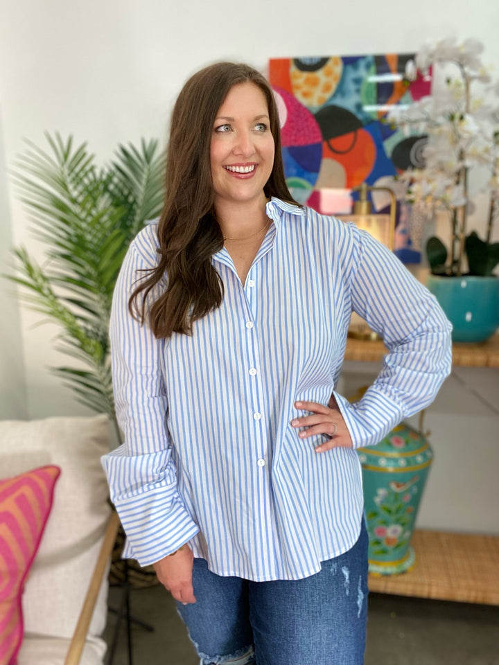 The Sky Pinstripe Marley Top-AS