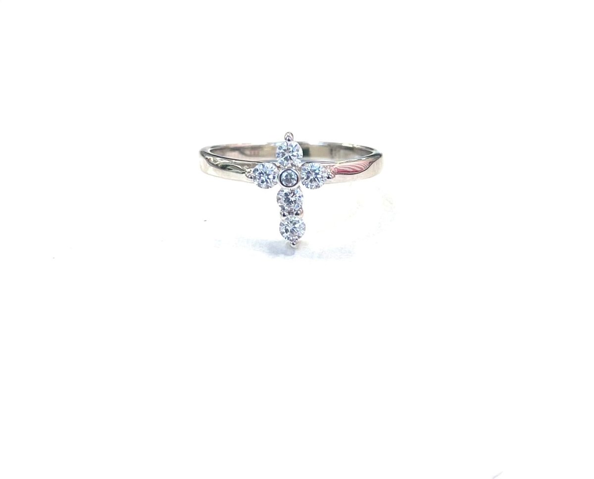 Sterling Ring-Vertical CZ Cross