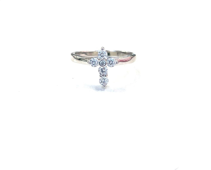 Sterling Ring-Vertical CZ Cross