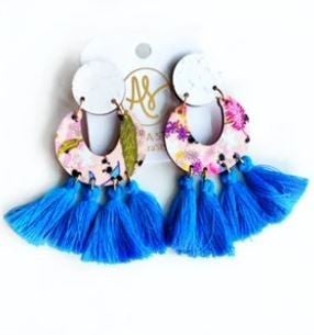 AS-Marjorie Blue Fringe Earrings