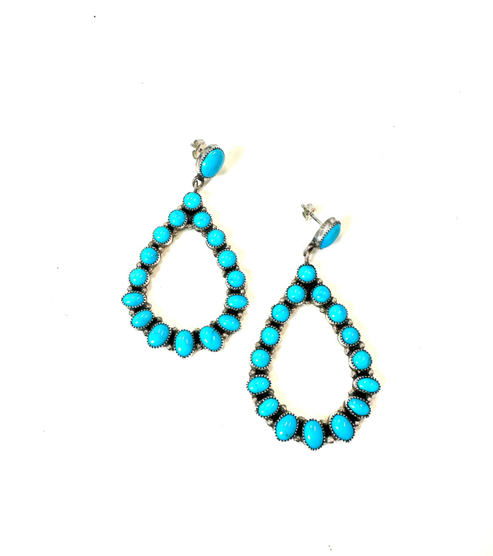 AS Open Teardrop Sterling and Turquoise Earrings