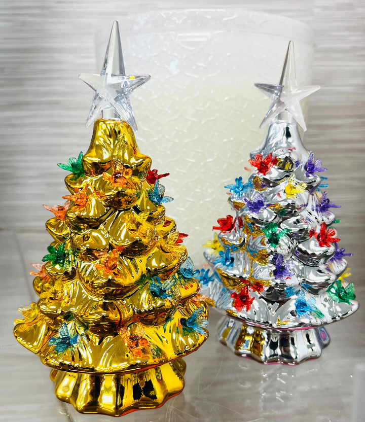 7.5" Lit Metallic Tree