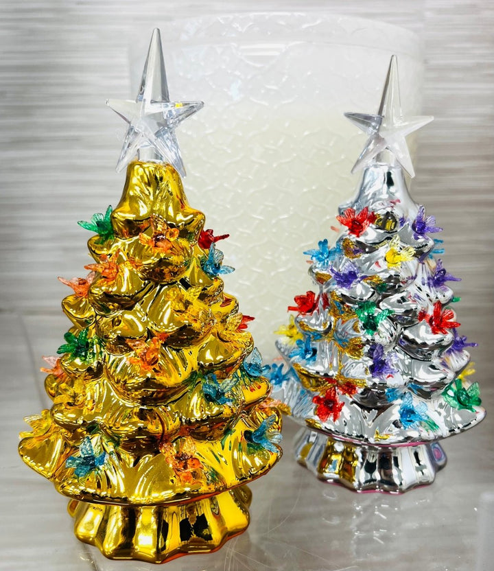 7.5" Lit Metallic Tree