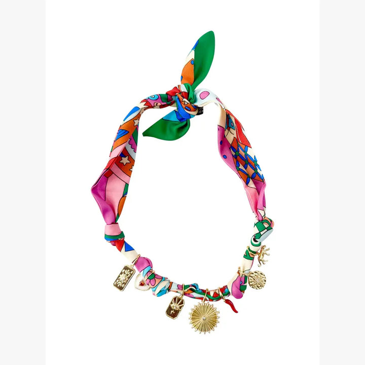 The Liza Multi Charm Scarf Necklace
