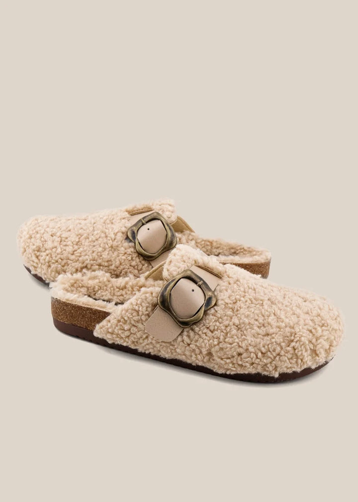 The Teagan Clogs in Taupe Fur