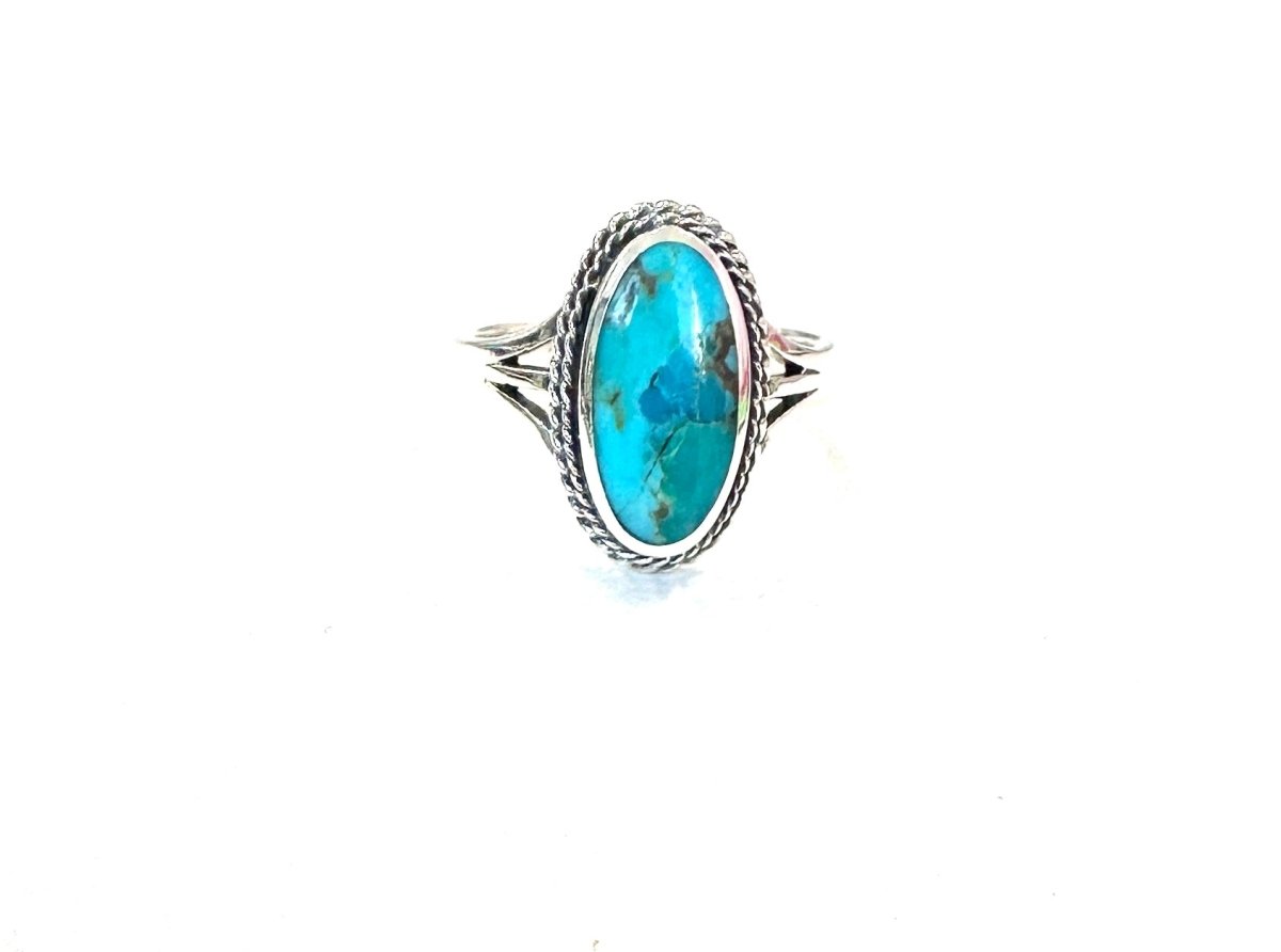 Sterling Ring-Turq Long Oval