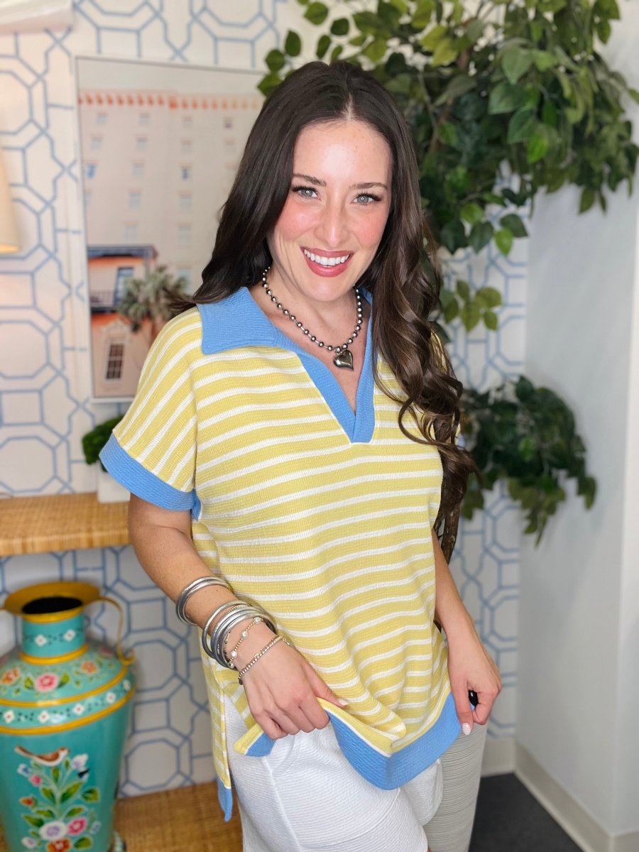 The Honey Knit Colorblock Collar Top- 2 Colors