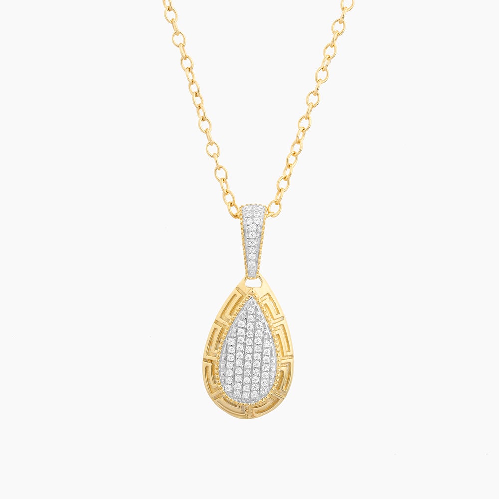 ES Gold Rim Raindrop Pendant Necklace