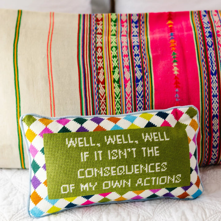 The Well Well Well Needlepoint Pillow
