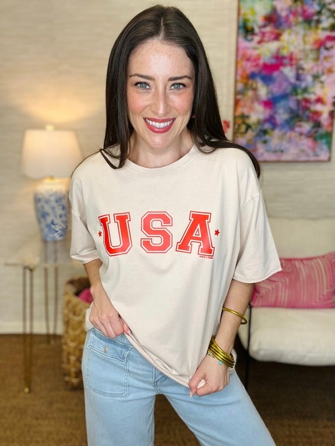 The Beige USA Tee-AS
