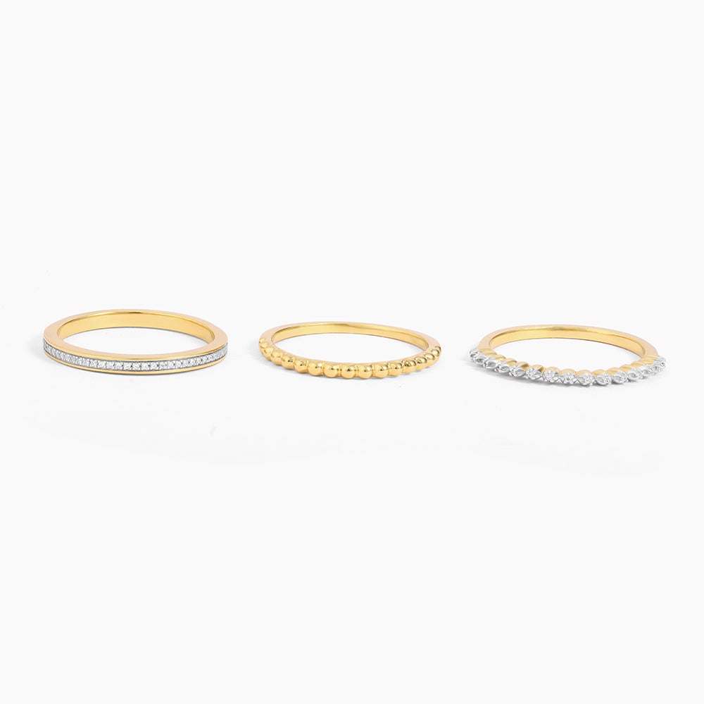 ES Diamonds and Bubbles of Gold Stackable Ring