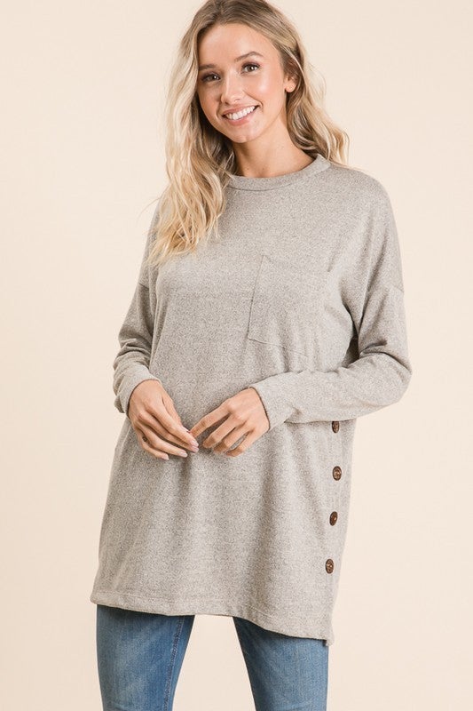 Surprise Steal-Button Tunic in 4 Colors