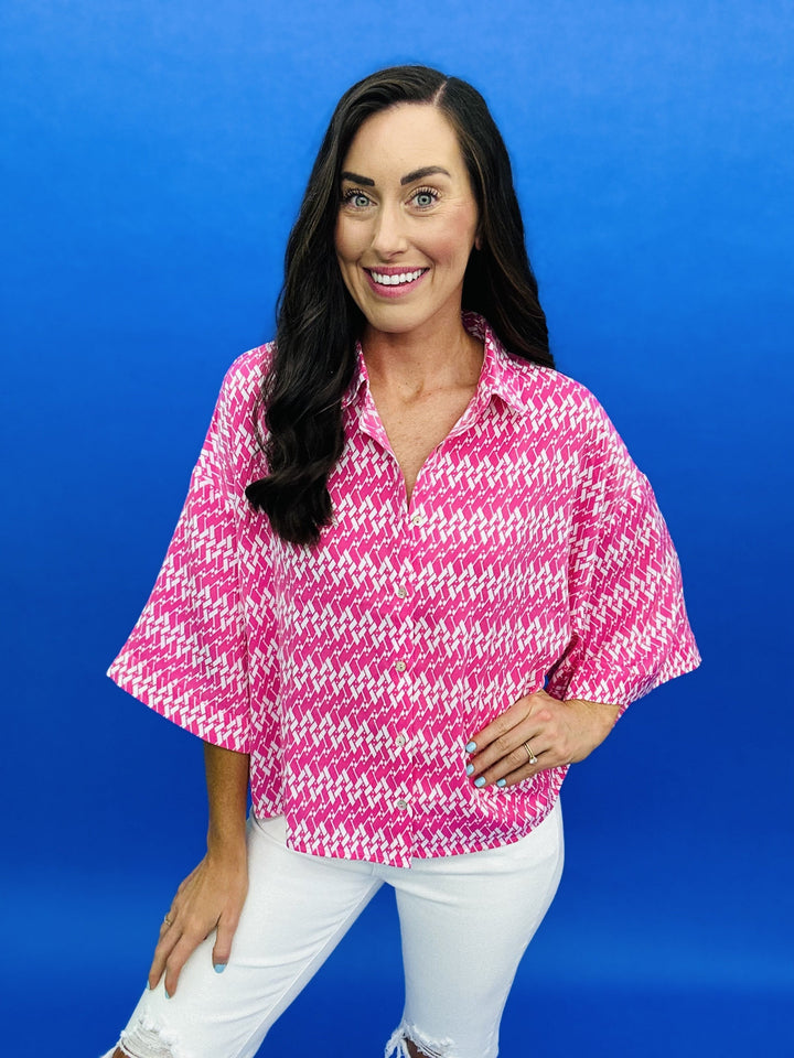 The Pink Sloane Button Top