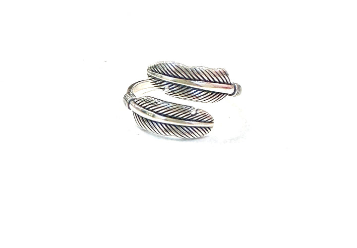 Sterling Ring-Feather Wrap