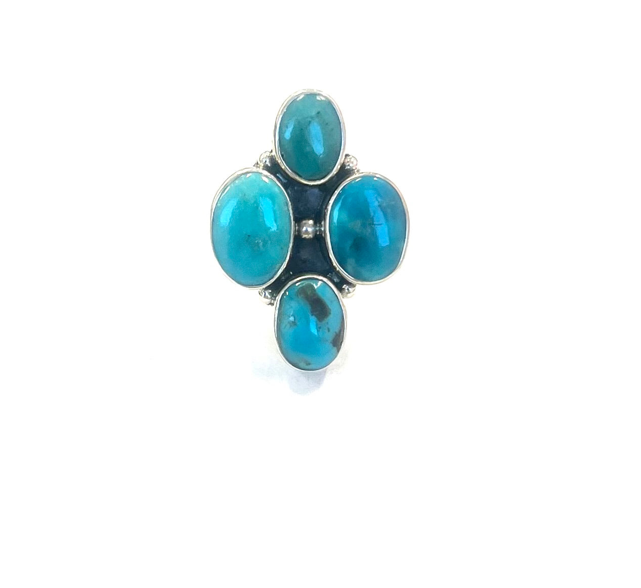 No Stamp Turq 4 Stone Sterling Ring