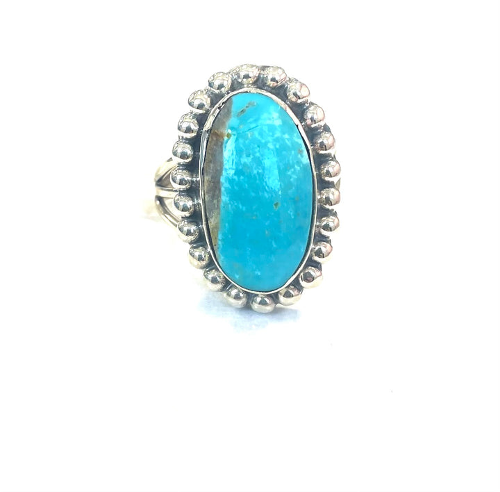 Jason B. Sterling and Turquoise Dot Border Oval Ring