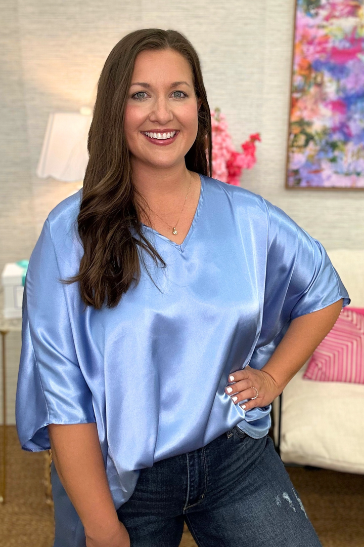 The Solid Satin Poncho Top-2 Colors