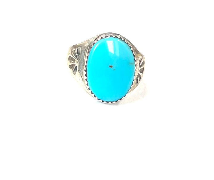 Annie Lincoln Royston Sz 8 Turquoise Sterling Ring (MM)
