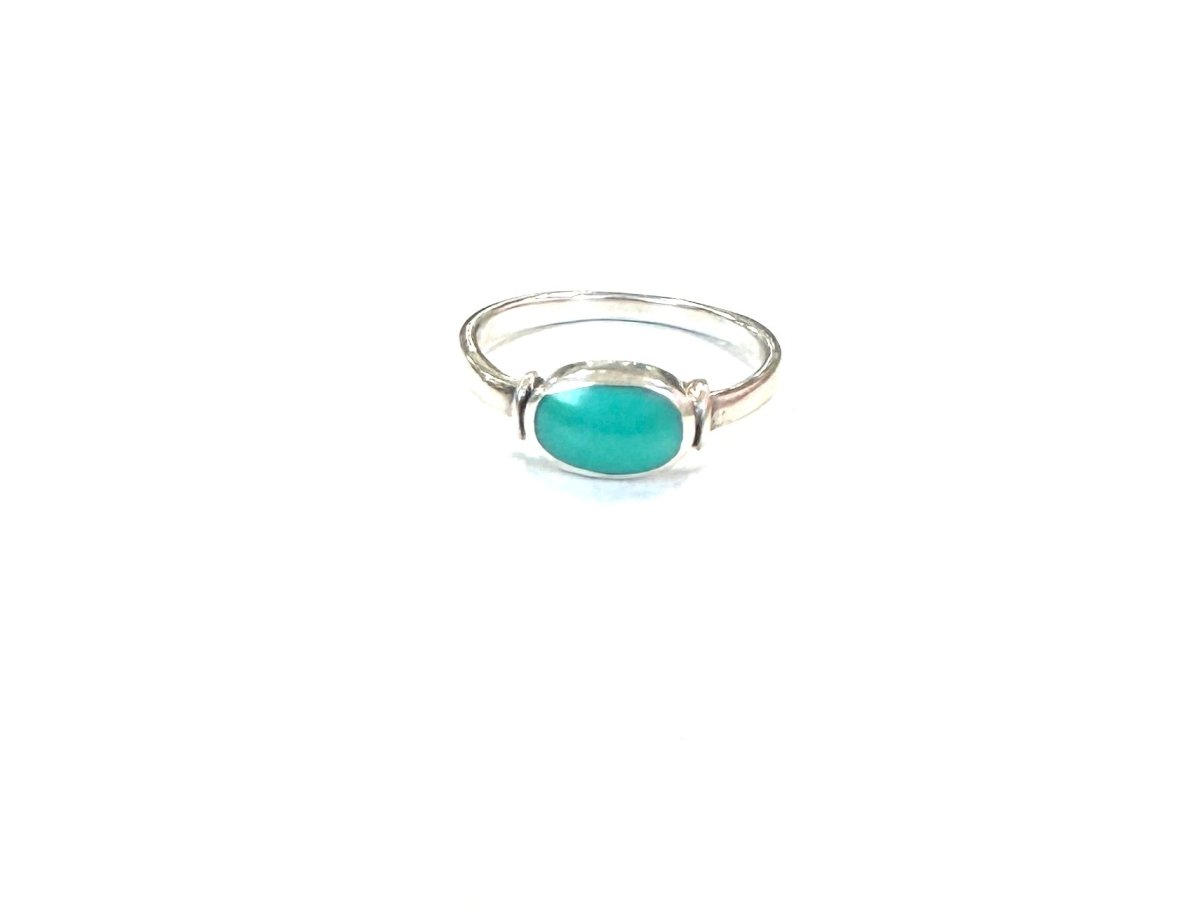Sterling Ring-Turq Horizontal Oval