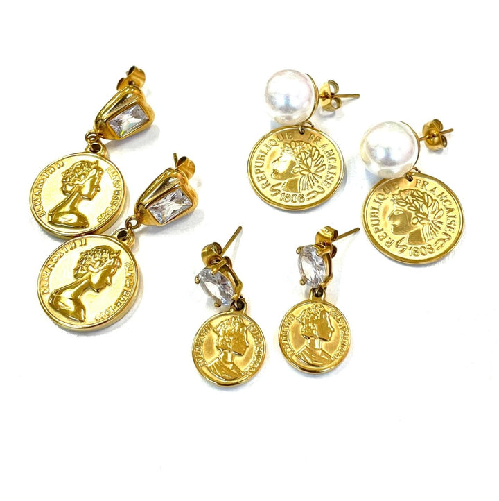 Waterproof Coin Dangle Earrings