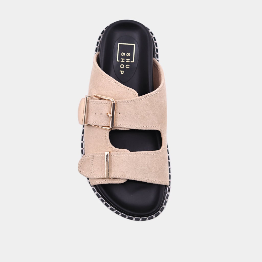 The Beige Suede Charlotte Sandals