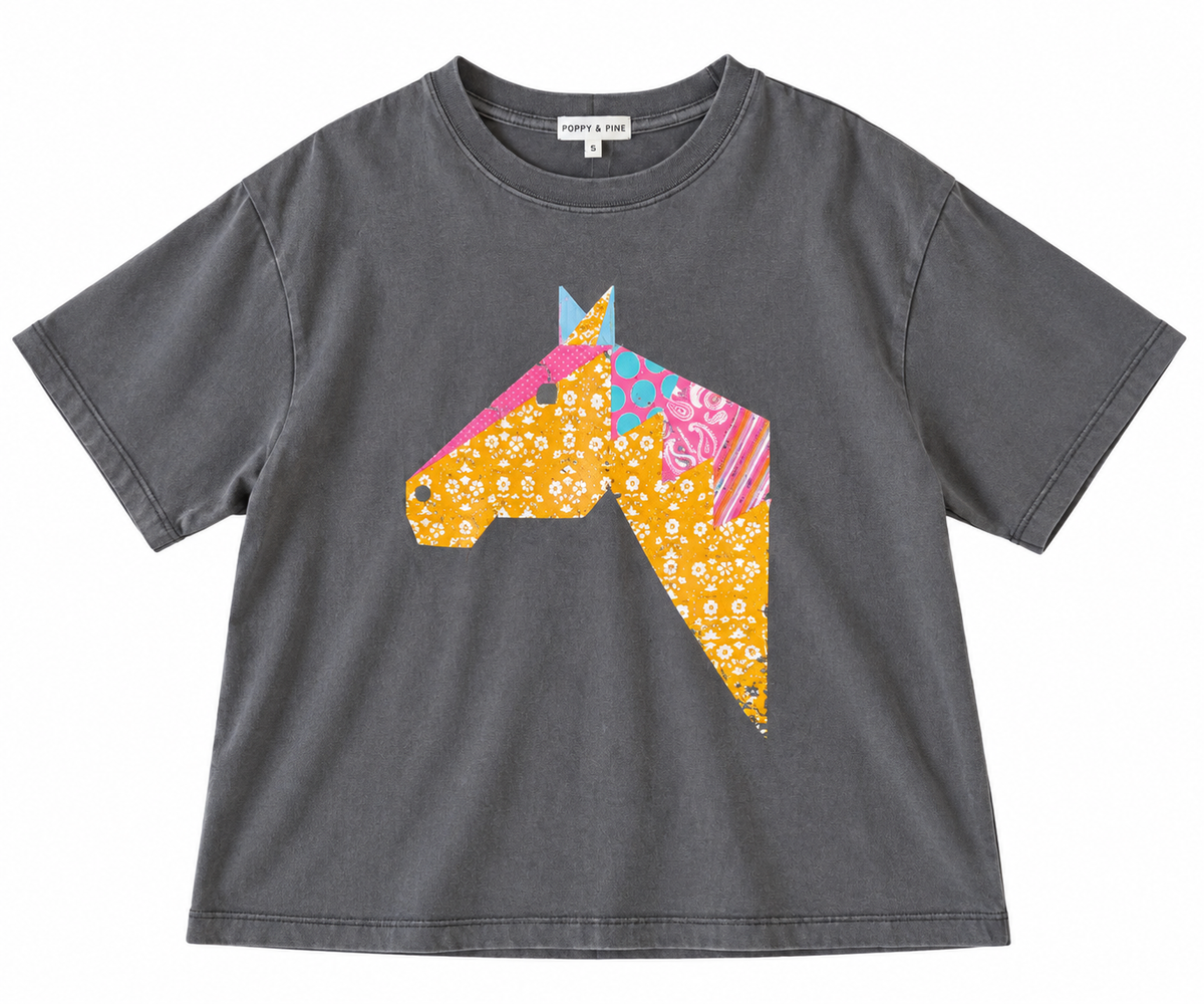 P&P Quilted Horse Crop Tee