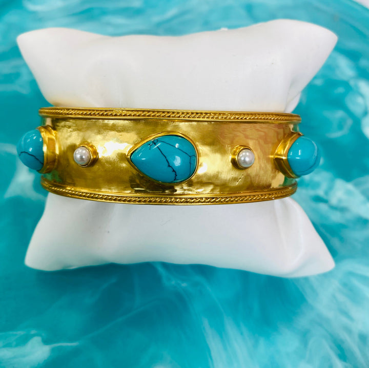 JV Cannes Stone Statement Hinge Bangle