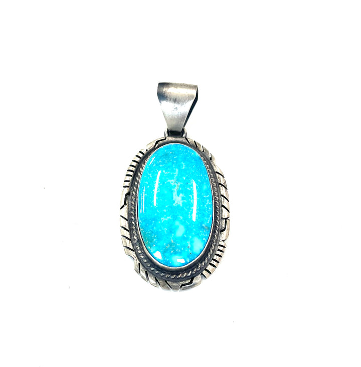 Peggy Skeets Kingman Turquoise Sterling Pendant (S)