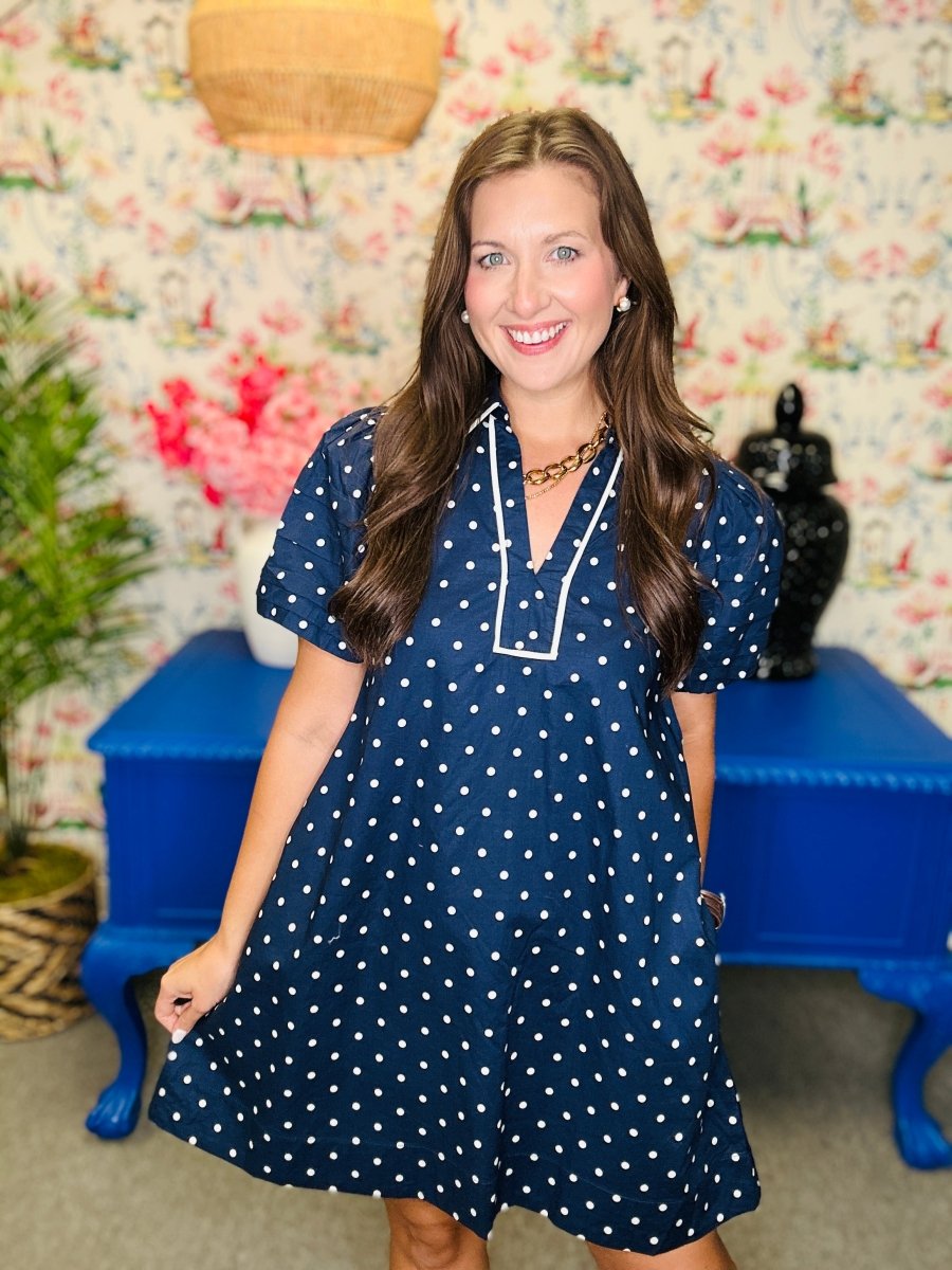 entro blue dress The Ever Dress- AS – THE POLKADOT ALLEY LLC Ladies Plain Front - Flared Skirt Dress explore our paisley print Size:Taille:S