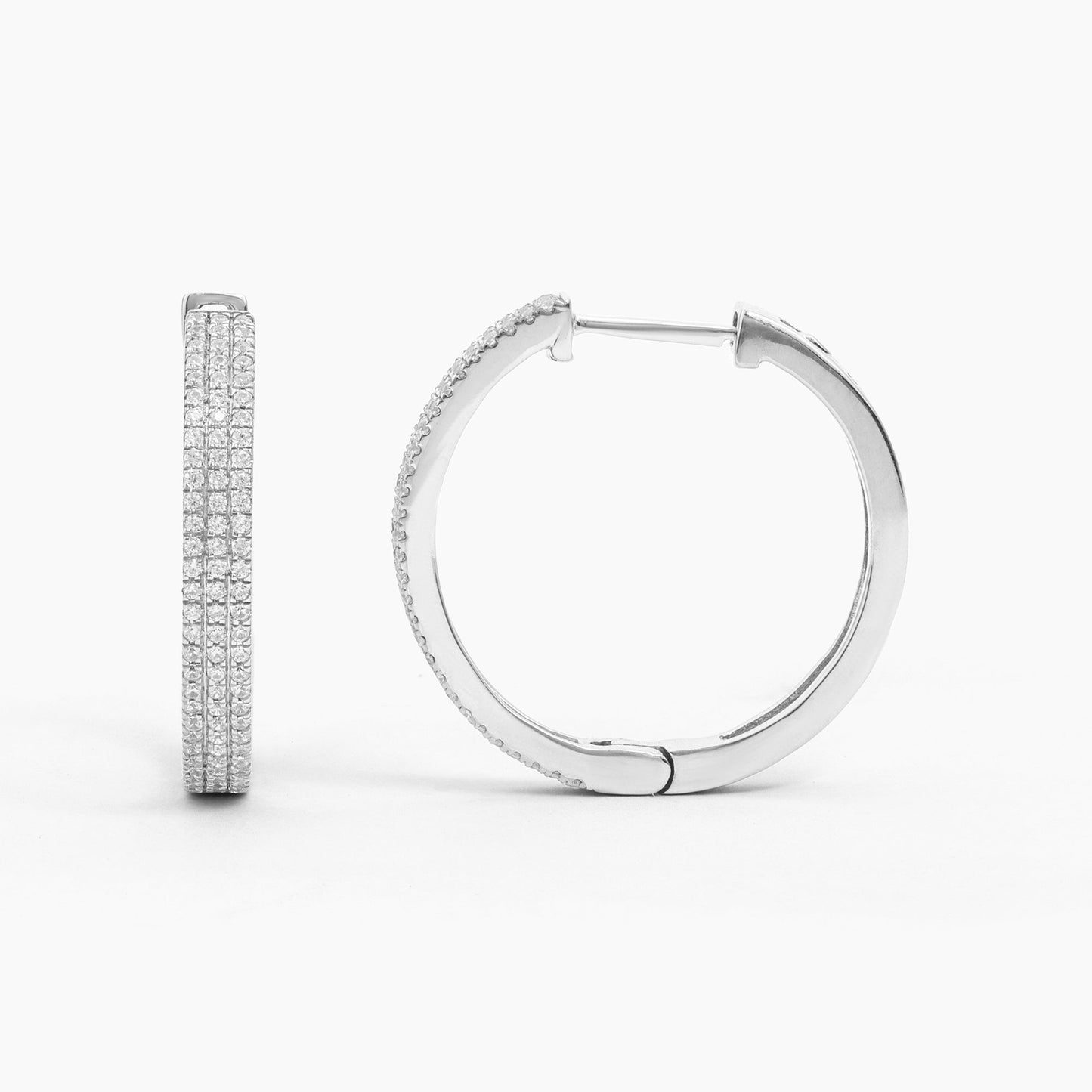 ES Triple Diamond Row Hoop Earrings