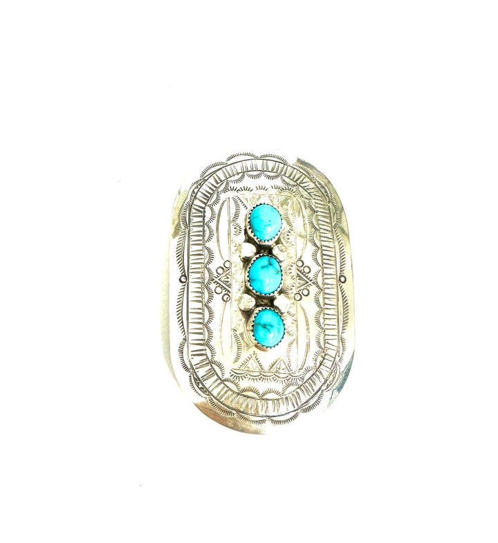 Wilbur Myers Sterling Turquoise Belt Buckle