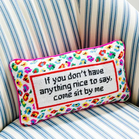 The Come Sit By Me Needlepoint Pillow